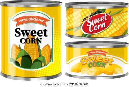 Sweet Corn Food Cans Collection illustration