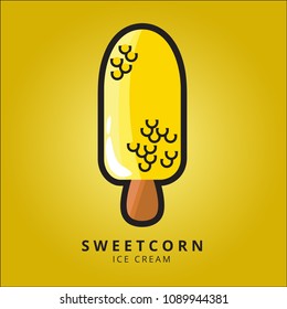 Sweet Corn Ice Cream Vector Logo Illustration