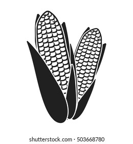 Sweet corn icon in black style isolated on white background. Canadian Thanksgiving Day symbol stock vector illustration.