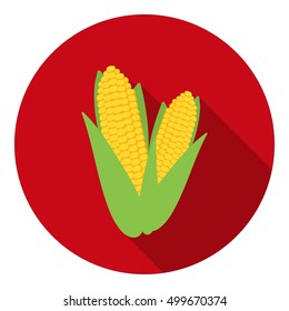 Sweet corn icon in flat style isolated on white background. Canadian Thanksgiving Day symbol stock vector illustration.