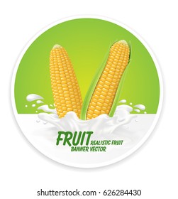 Sweet Corn logo lettering typography food label or sticker. Concept for farmers market, organic food, natural product design.Vector illustration.