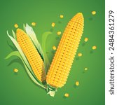 
Sweet Corn with vector Dark Background.