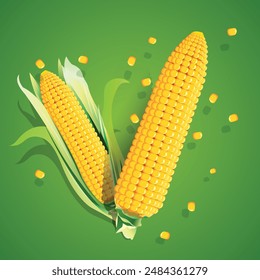 
Sweet Corn with vector Dark Background.