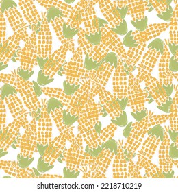 Sweet corn vetor seamless pattern,hand drawing backgroud. 