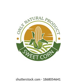 sweet corncob label isolated on white background