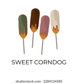 Sweet Corndog Illustration Logo With Melting Sweet Cream