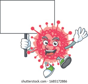 Sweet coronavirus emergency cartoon character bring a board