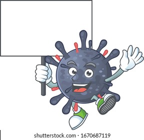 Sweet coronavirus epidemic cartoon character bring a board