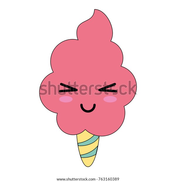 Sweet Cotton Candy Cute Kawaii Cartoon Stock Vector Royalty Free 763160389 Shutterstock 3504