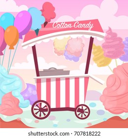 Sweet Cotton Candy Land. Ice Cream Truck. Dessert.