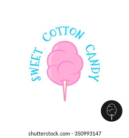 Sweet cotton candy vector illustration. Simple cartoon linear style logo.