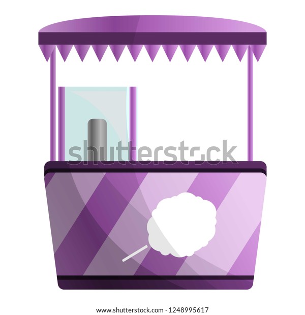 Sweet cotton\
kiosk icon. Cartoon of sweet cotton kiosk vector icon for web\
design isolated on white\
background
