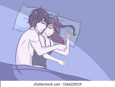 gay anime couple cuddle