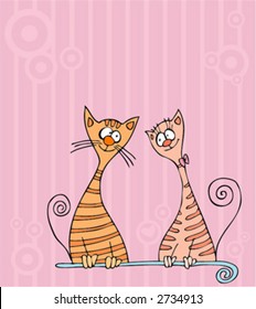 sweet couple cute love team pair group friendship couple cat animals pets friends carnivore partner patterned caricature caring loving affection lined painting affectionate comic image sentimental pre