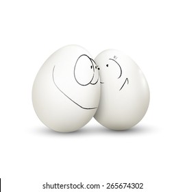Sweet couple egg staying close to each other with love. Vector