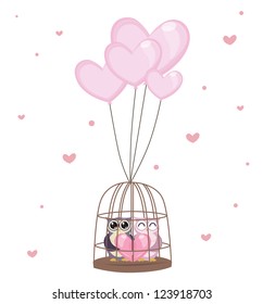 sweet couple of owl birds vector