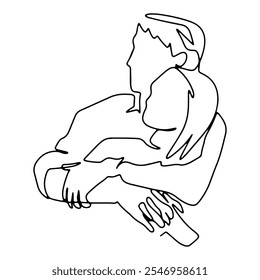 Sweet Couple Romantic Graphic Design Decoration Vector Line Art
