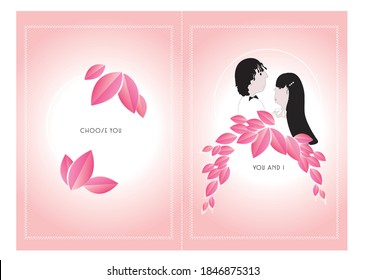 sweet couples on pink background