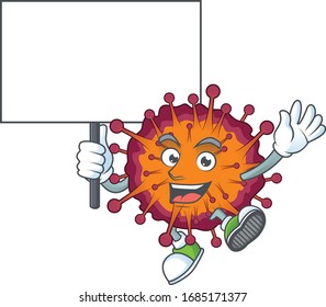 Sweet COVID19 syndrome cartoon character bring a board