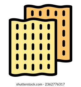 Sweet cracker icon outline vector. Cake square. Sugar grain color flat