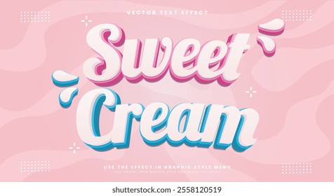 Sweet Cream 3d editable text effect Template suitable for Tasty food products