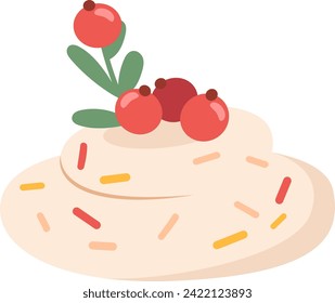 Sweet Cream With Berries Vector Illustration