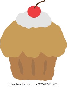 sweet cream cherry cupcake illustration 