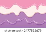 Sweet cream drip. Pink candy slime paint liquid background. Jelly dessert flow texture. 3d glossy syrup glaze wave banner. Abstract pastel bubblegum yummy fluid yogurt layer down abstract graphic