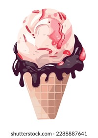 Sweet creamy icon ice cream cone isolated