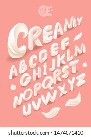 Sweet Creamy Isometric Alphabet.  Marshmallow Letters. Isometric Font For WebSites. Childhood Sweet Alphabet. 3D Font. Happy Birthday Party. Celebration. Realism. ABC