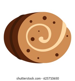 Sweet, creamy roll icon flat isolated on white background vector illustration