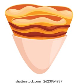 Sweet crepe with chocolate and cream filling served in a cone, perfect for a tasty snack or dessert