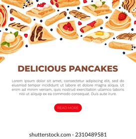 Sweet Crepe or Pancake Food Banner Design Vector Template