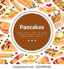 Sweet Crepe or Pancake Food Banner Design Vector Template