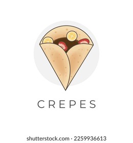 Logotipo de ilustración de vectores de dibujos animados de crepes dulces