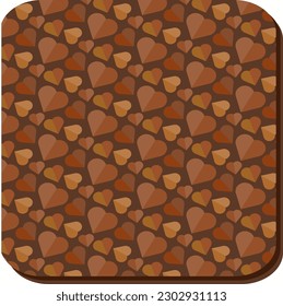 Süßes knuspriges Choco-Keks mit herzförmigen Ornamenten. Appetitiver Nachtisch für Morgentee. Einfache farbige flache Vektorsymbol einzeln auf weißem Hintergrund
