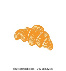 Sweet croissant. morning breakfast.  Isolated on a white background. Vector style 