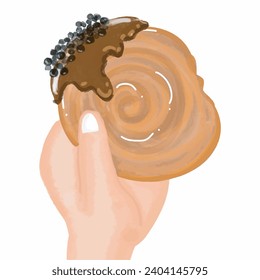 sweet cromboloni pastry food. illutration design