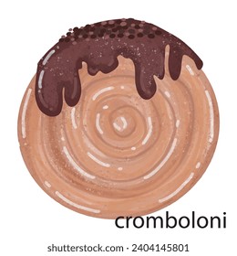 sweet cromboloni pastry food. illutration design