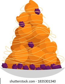 Doce croquembouche, ilustração, vetor sobre fundo branco