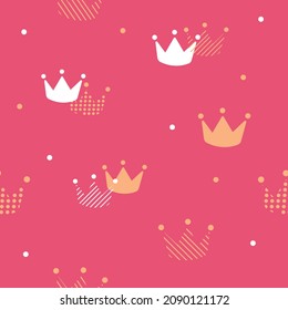 sweet crown and polka dot seamless background for fabric pattern