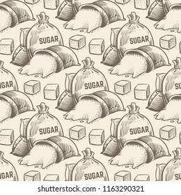 Sweet crystal powder seamless pattern. Hand drawn sugar background. Vector illustration