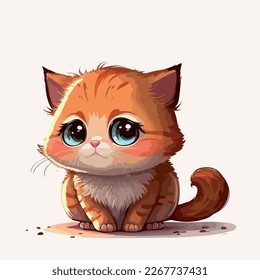 Sweet cuddly kitty. Lovely vector graphics.