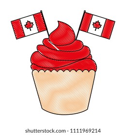 sweet cupcake with canadian flags