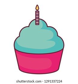 sweet cupcake with candle