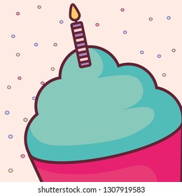 sweet cupcake with candle