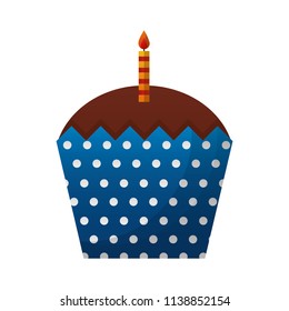 sweet cupcake with candle isolated icon