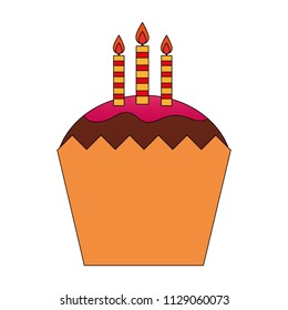 sweet cupcake with candles isolated icon