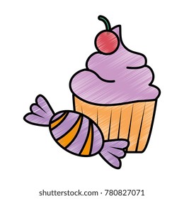 sweet cupcake with candy