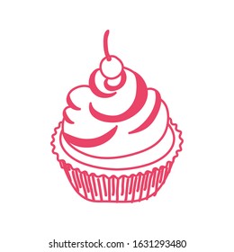 sweet cupcake with cherry dessert vector illustration design